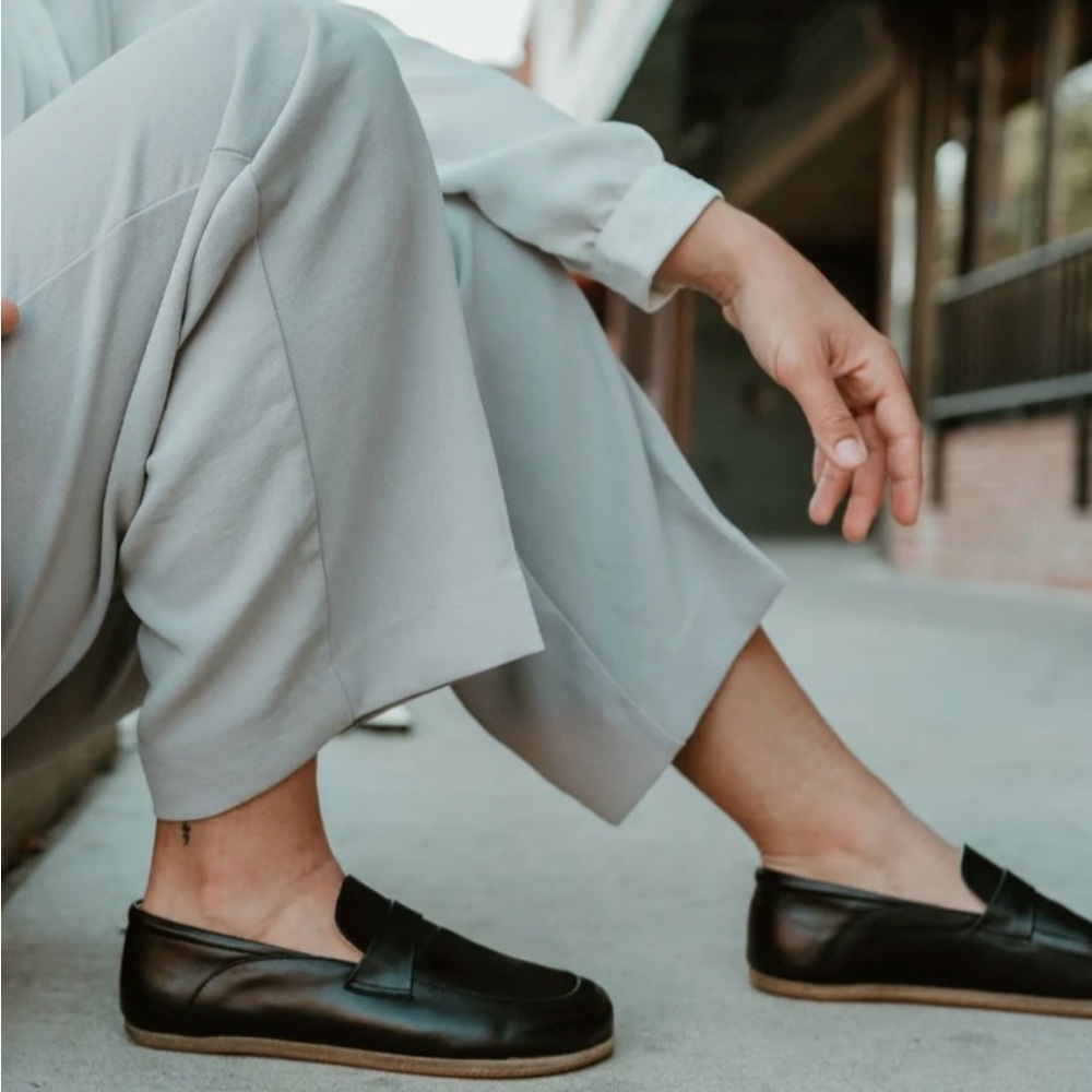 Dahlia Black Leather Loafers - barefoot shoe by Anya